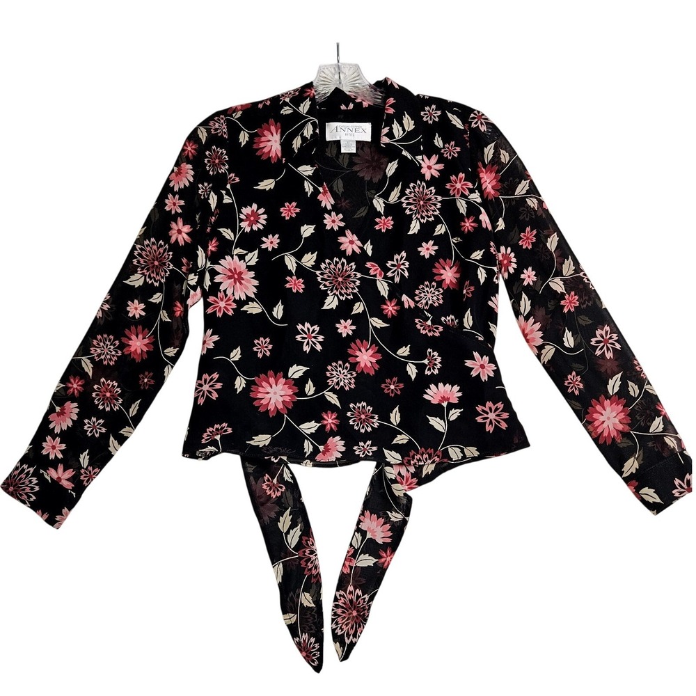 Casual Corner Women's Floral Wrap Blouse PETITE S Bust 34" Cottage Whimsigoth